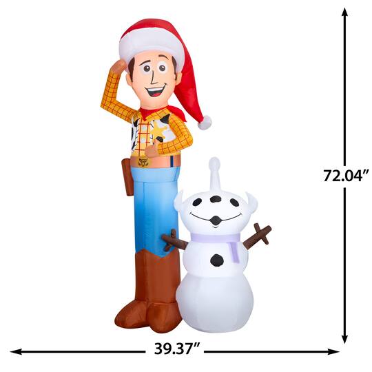 6ft. Airblown® Inflatable Disney® Woody with Snowman Scene Christmas Light Décor